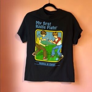 Funny graphic t shirt my first knife fight size small men’s